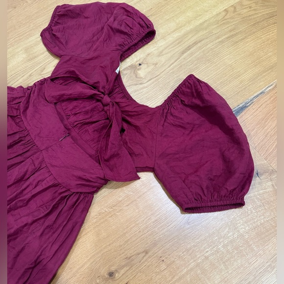 Altar’d state women’s puff sleeve red tie back  mini dress size medium NWT - Picture 4 of 6